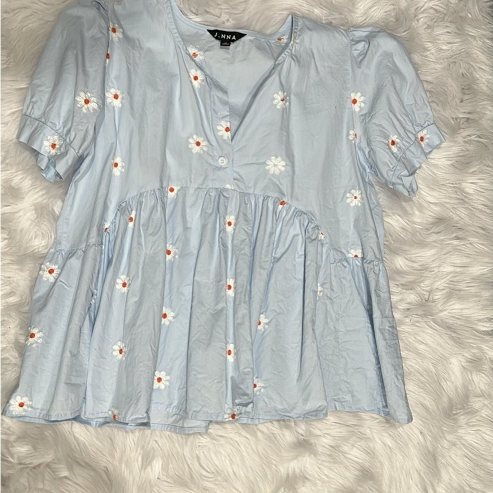 Light Blue Floral Women's Top